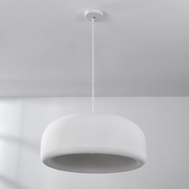 Minimalistyczna lampa wisząca Wabi-Sabi Kaoru Ø60 cm o efekcie kamienia - biała
