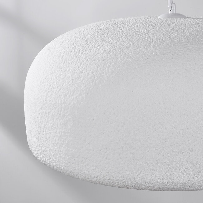 Minimalistyczna lampa wisząca Wabi-Sabi Kaoru Ø60 cm o efekcie kamienia - biała