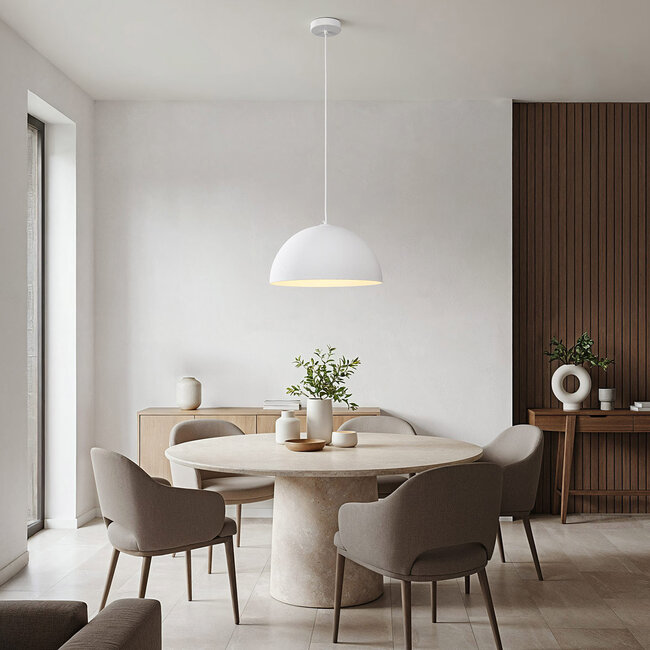 Nowoczesna lampa wisząca Wabi-Sabi Sabi z białym efektem kamienia - Ø40 cm