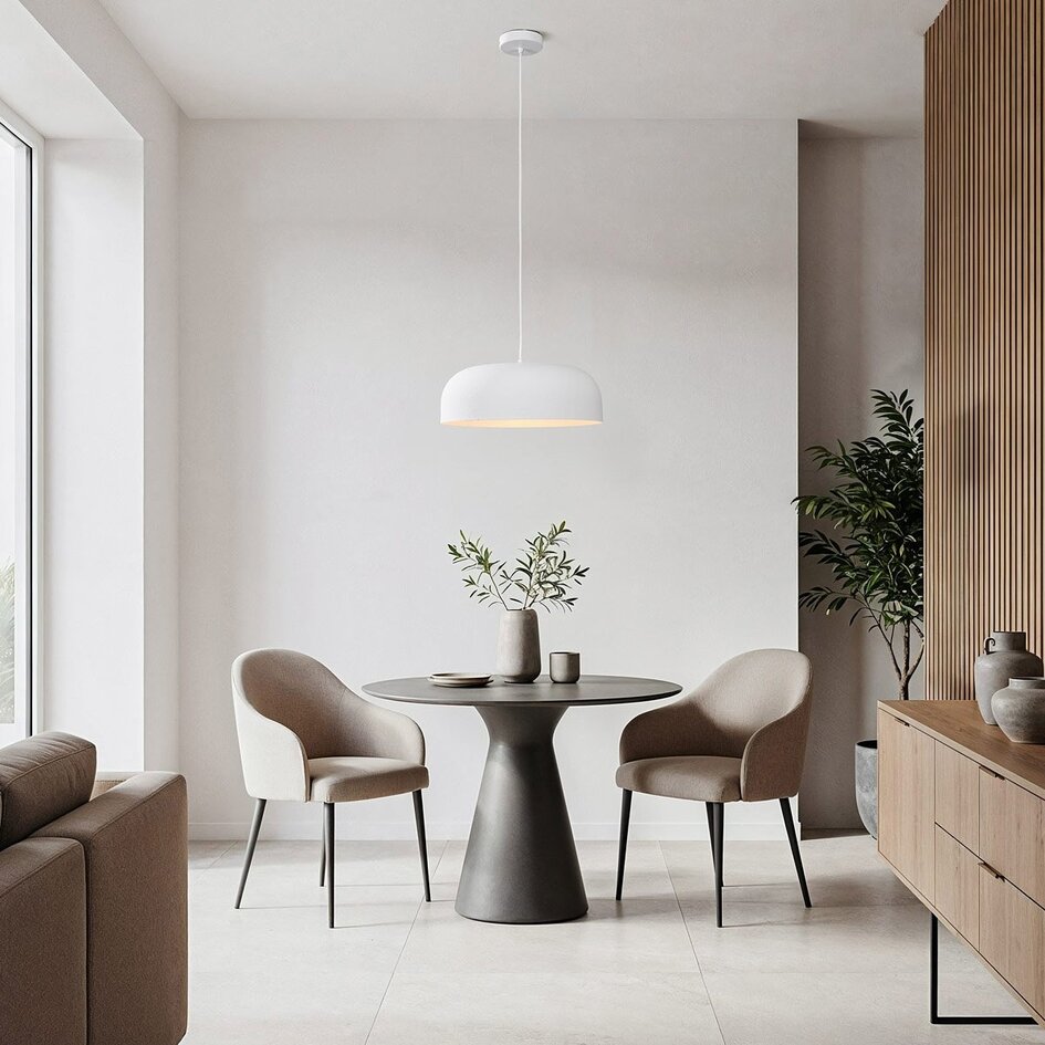 Minimalistyczna lampa wisząca Wabi-Sabi Hinoto z białym efektem kamienia - Ø40 cm