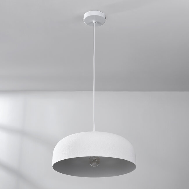 Minimalistyczna lampa wisząca Wabi-Sabi Hinoto z białym efektem kamienia - Ø40 cm