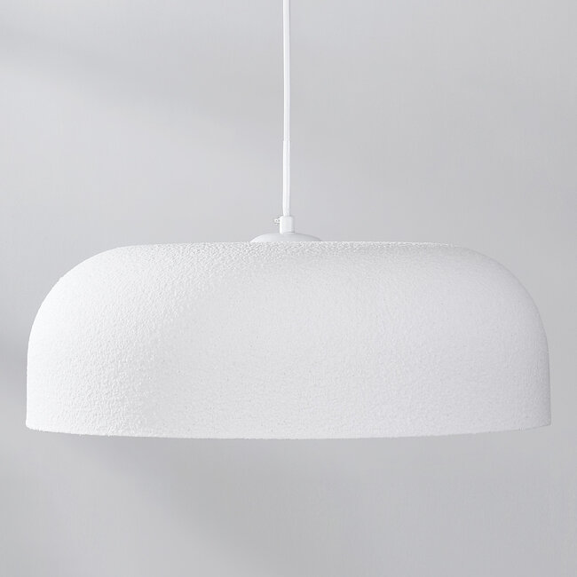 Minimalistyczna lampa wisząca Wabi-Sabi Hinoto z białym efektem kamienia - Ø40 cm