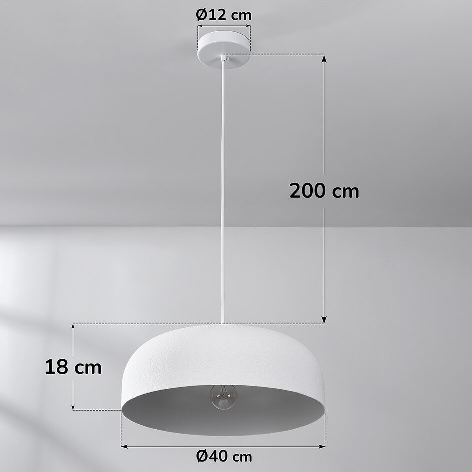 Minimalistyczna lampa wisząca Wabi-Sabi Hinoto z białym efektem kamienia - Ø40 cm