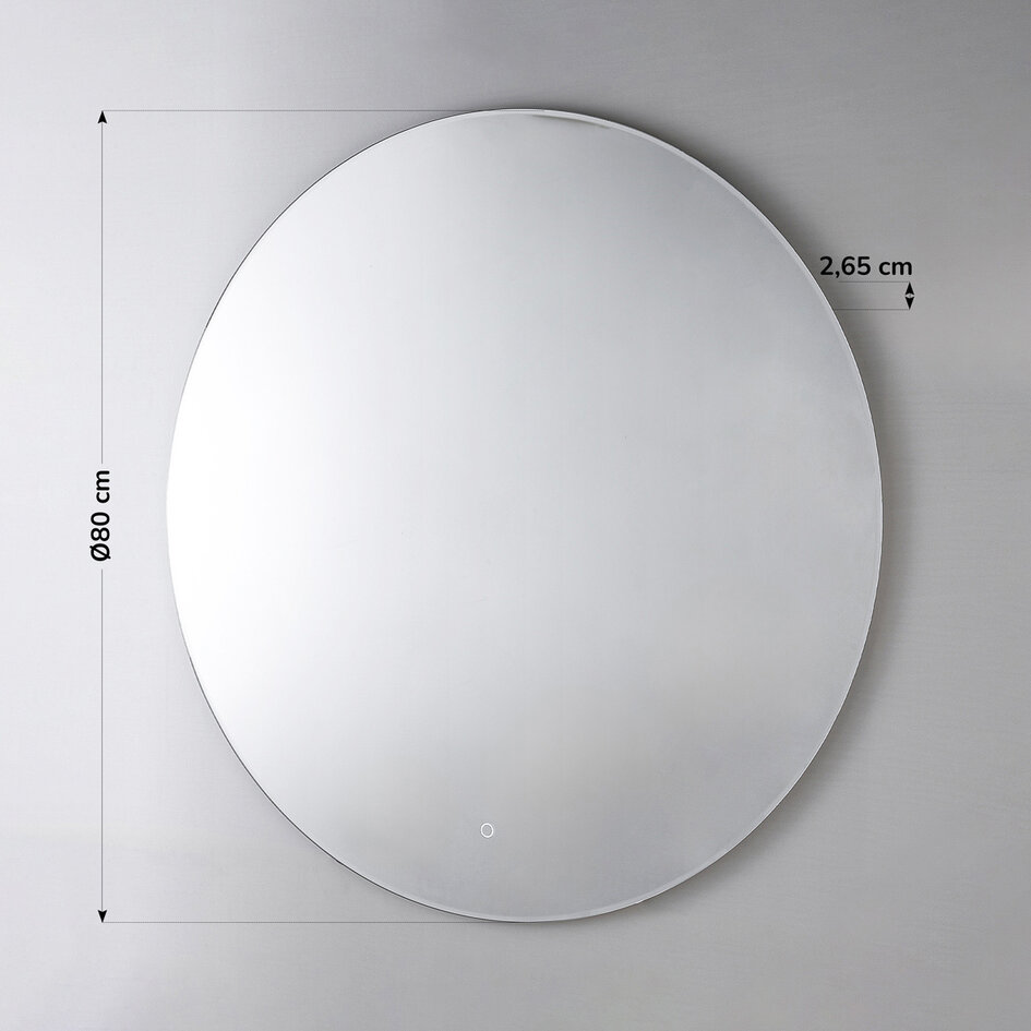 Lustro łazienkowe Reflecta Ø80 cm – ściemnianie dotykowe, regulacja koloru, z ogrzewaniem
