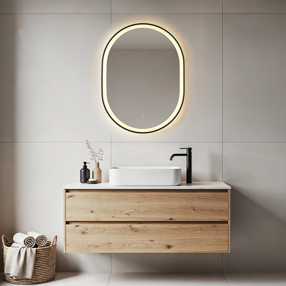 Lustro łazienkowe Flare 60 x 80 cm – ściemnianie dotykowe, regulacja koloru, z ogrzewaniem