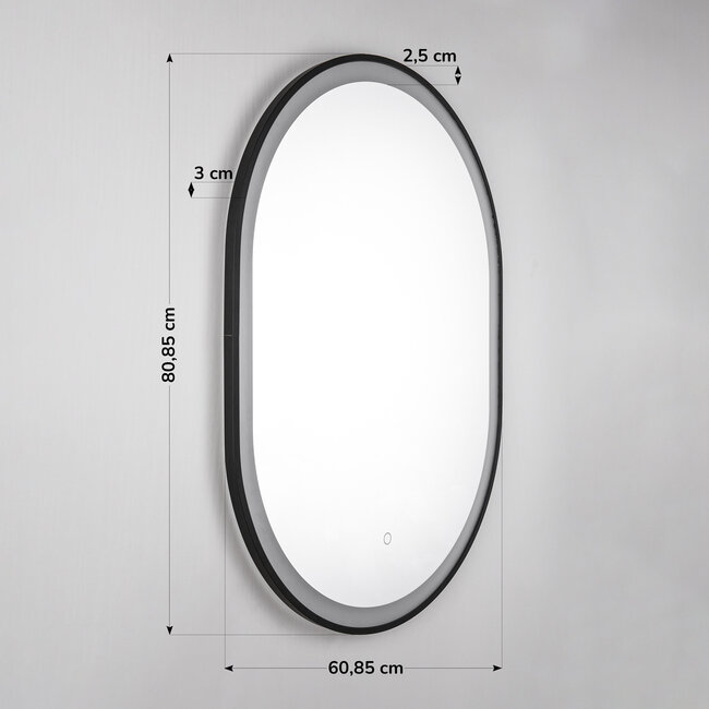 Lustro łazienkowe Flare 60 x 80 cm – ściemnianie dotykowe, regulacja koloru, z ogrzewaniem