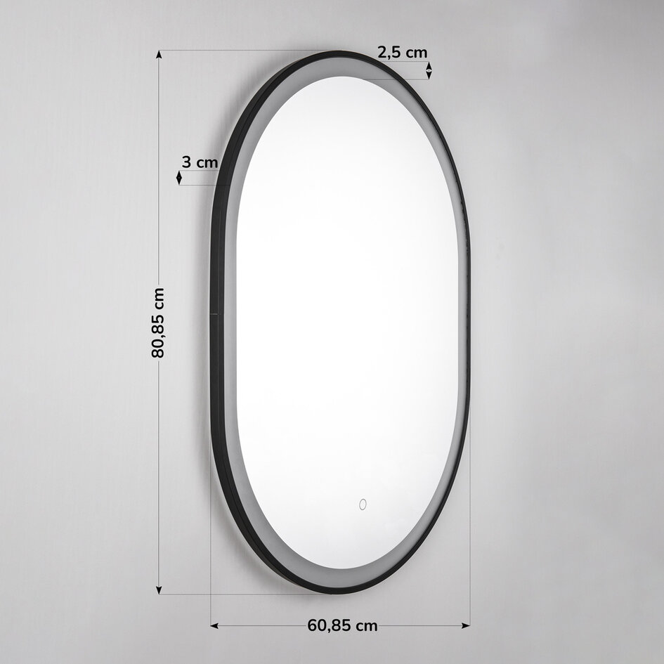 Lustro łazienkowe Flare 60 x 80 cm – ściemnianie dotykowe, regulacja koloru, z ogrzewaniem