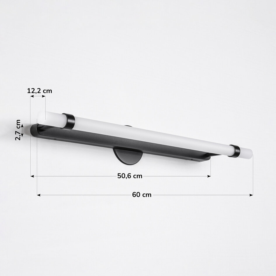 Przesuwna lampa do lustra łazienkowego czarna z wbudowanymi diodami LED - Optix