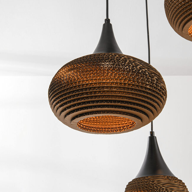 3 światła design lampa wisząca z kartonu Zensa - czarna i brązowa
