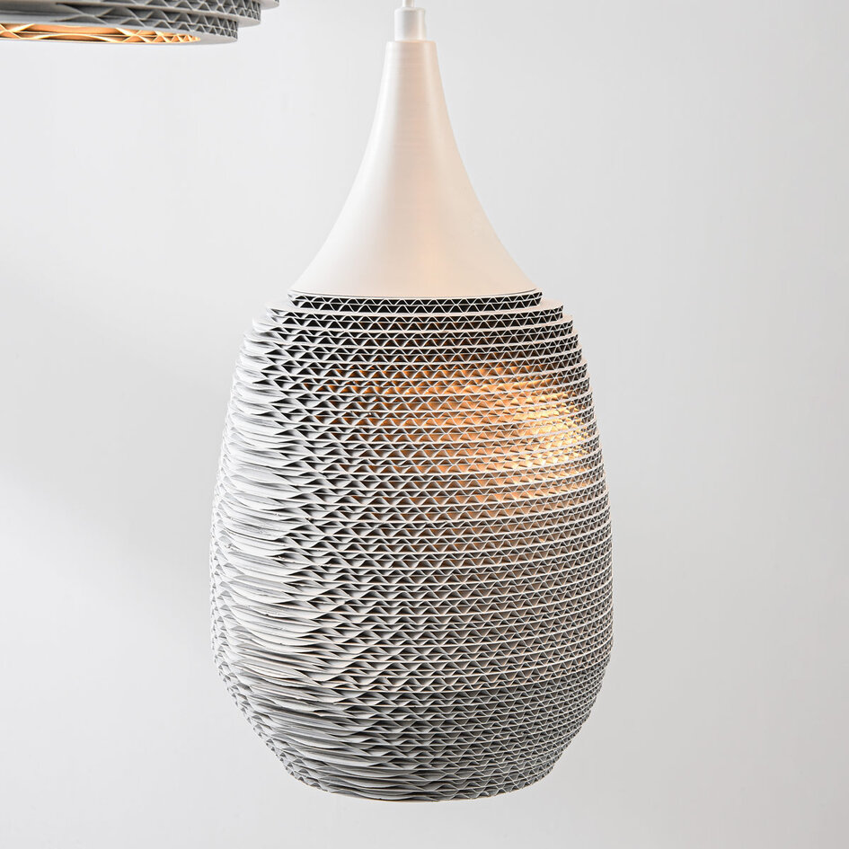 Designowa lampa wisząca kartonowa Zensa, 3 światła - biała