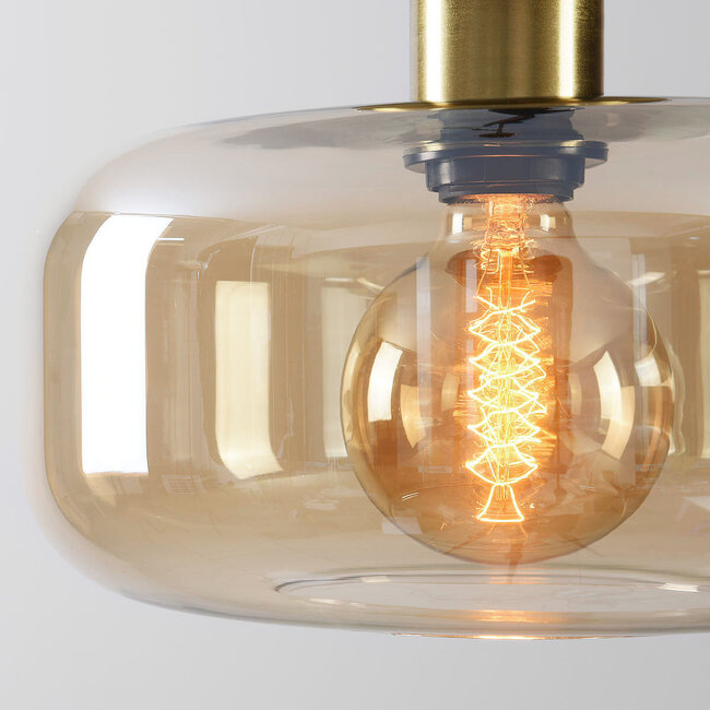 Lampa sufitowa Dome złota ze szkłem bursztynowym