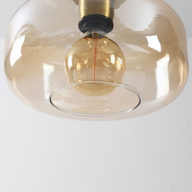 Lampa sufitowa Dome złota ze szkłem bursztynowym