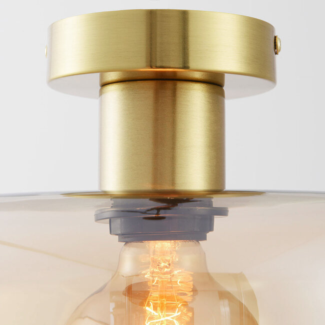 Lampa sufitowa Dome złota ze szkłem bursztynowym