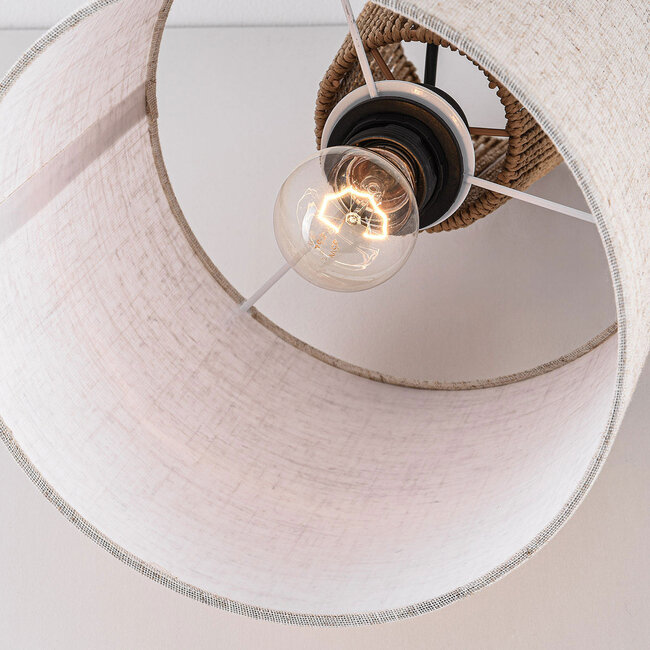 Lampa stołowa Boho-Chic z lnianym kloszem - Ranpu