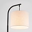 Czarna lampa stojąca z lnianym kloszem - Hygge