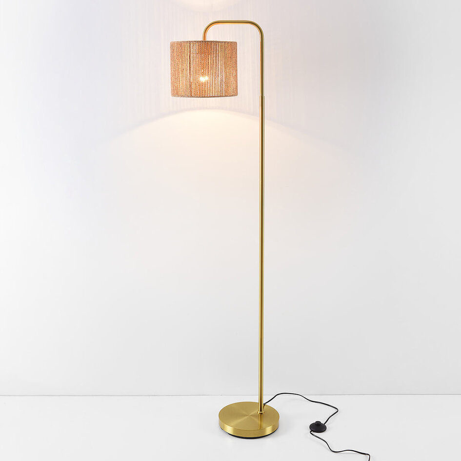 Lampa podłogowa Kiri z naturalnym kloszem