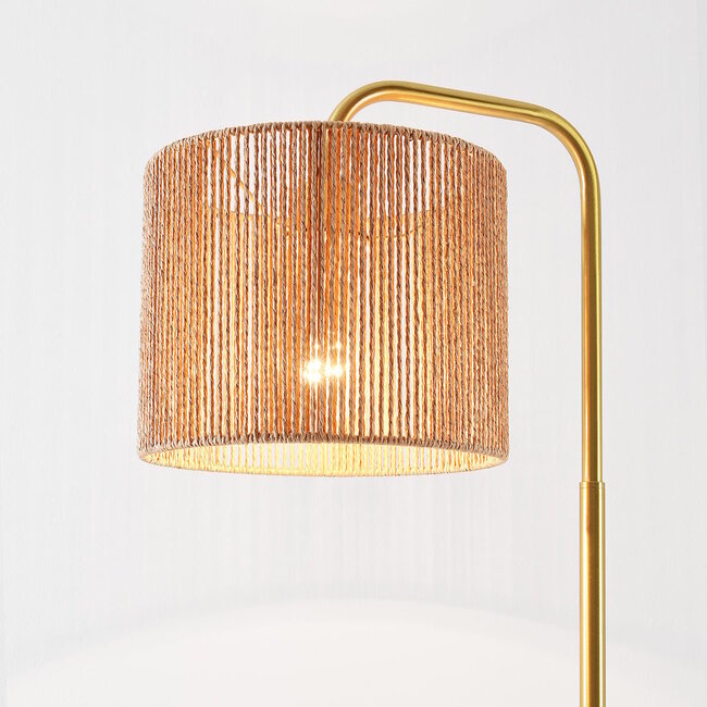 Lampa podłogowa Kiri z naturalnym kloszem