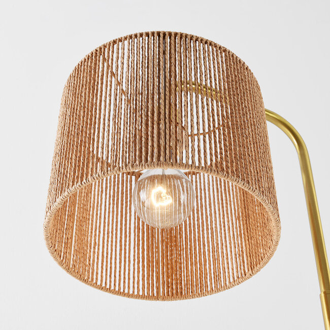 Lampa podłogowa Kiri z naturalnym kloszem