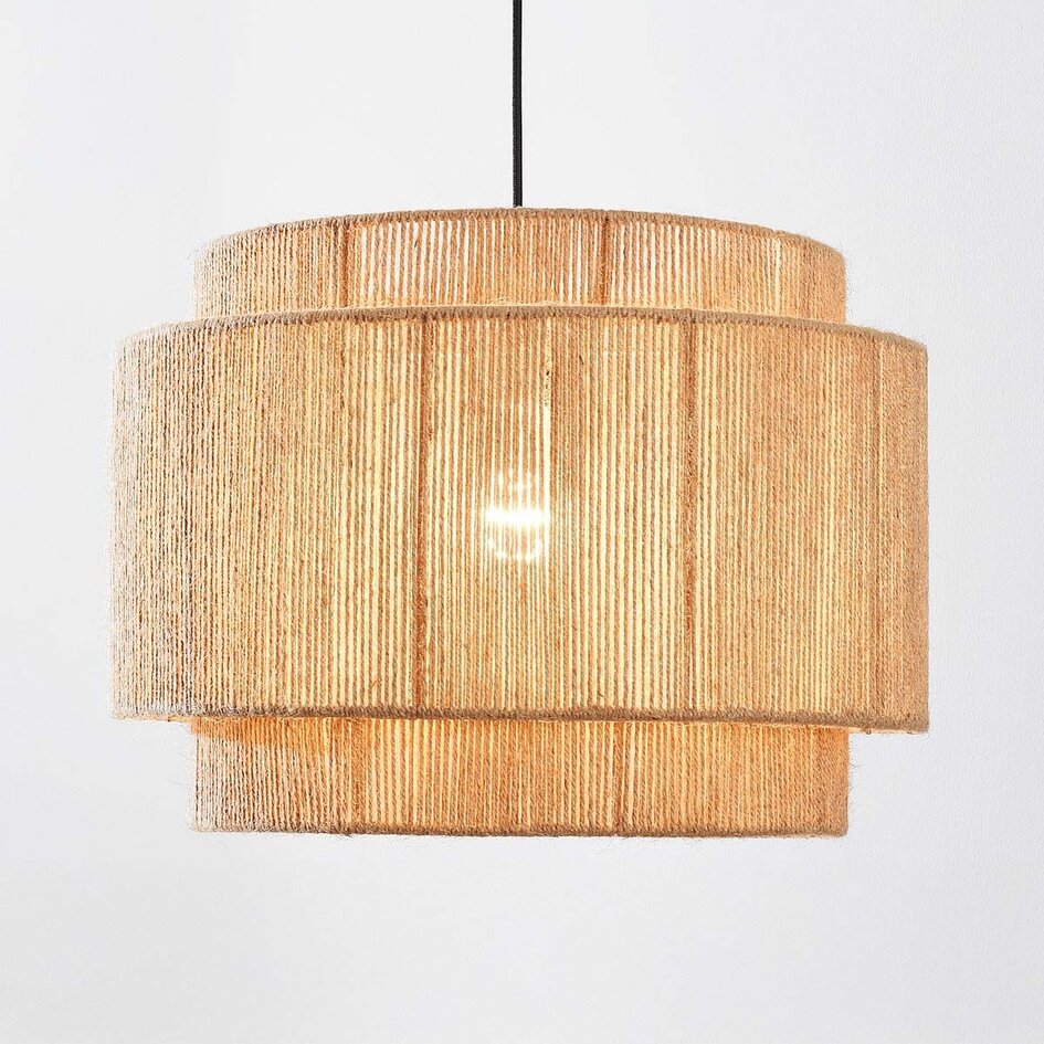 Naturalna lampa wisząca Toki z plecionego sznurka konopnego