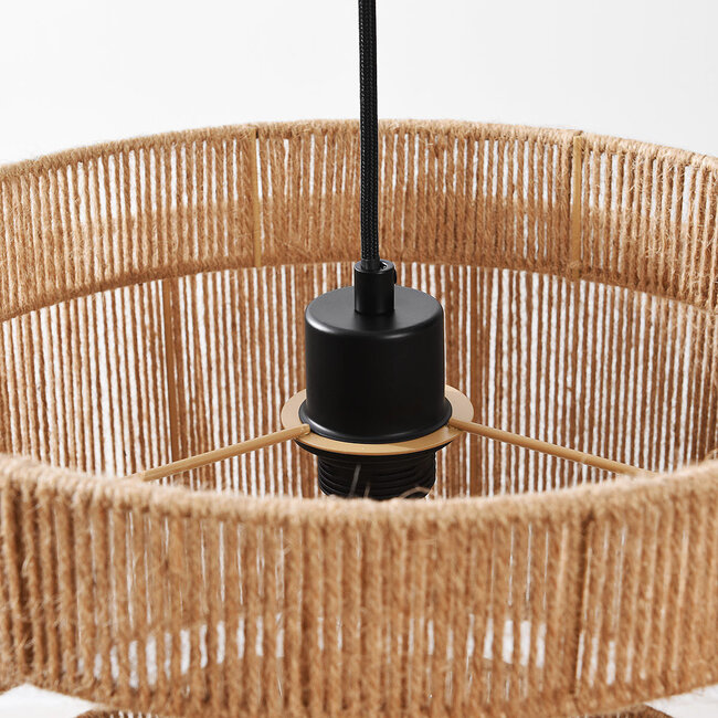 Naturalna lampa wisząca Toki z plecionego sznurka konopnego