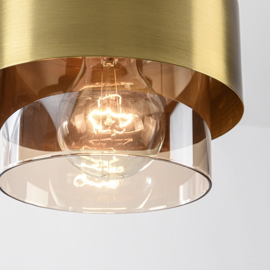 Design lampa wisząca Fynna 3 światła szkło bursztynowe