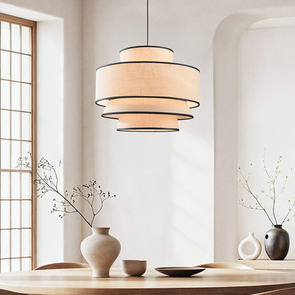 Lampa wisząca beżowa z materiałowym kloszem - Zenza