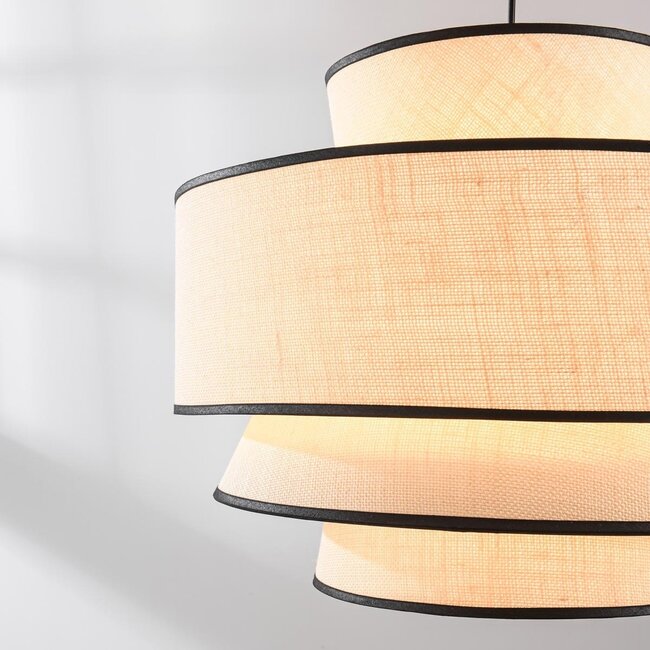 Lampa wisząca beżowa z materiałowym kloszem - Zenza