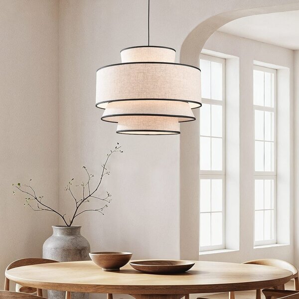 Lampa wisząca Zenza z 3-warstwowym kloszem z naturalnego lnu