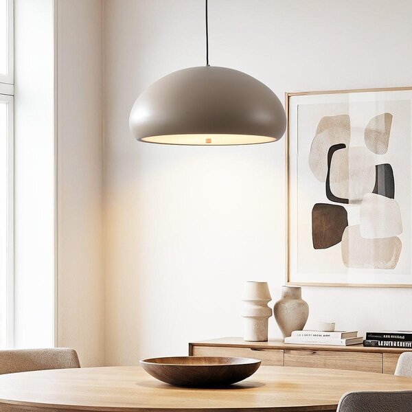 Lampa wisząca Luz beżowa metalowa z białym dyfuzorem