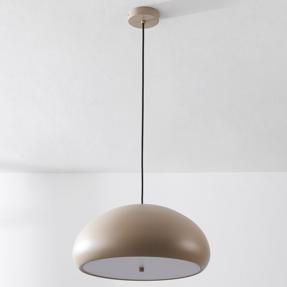 Lampa wisząca Luz beżowa metalowa z białym dyfuzorem