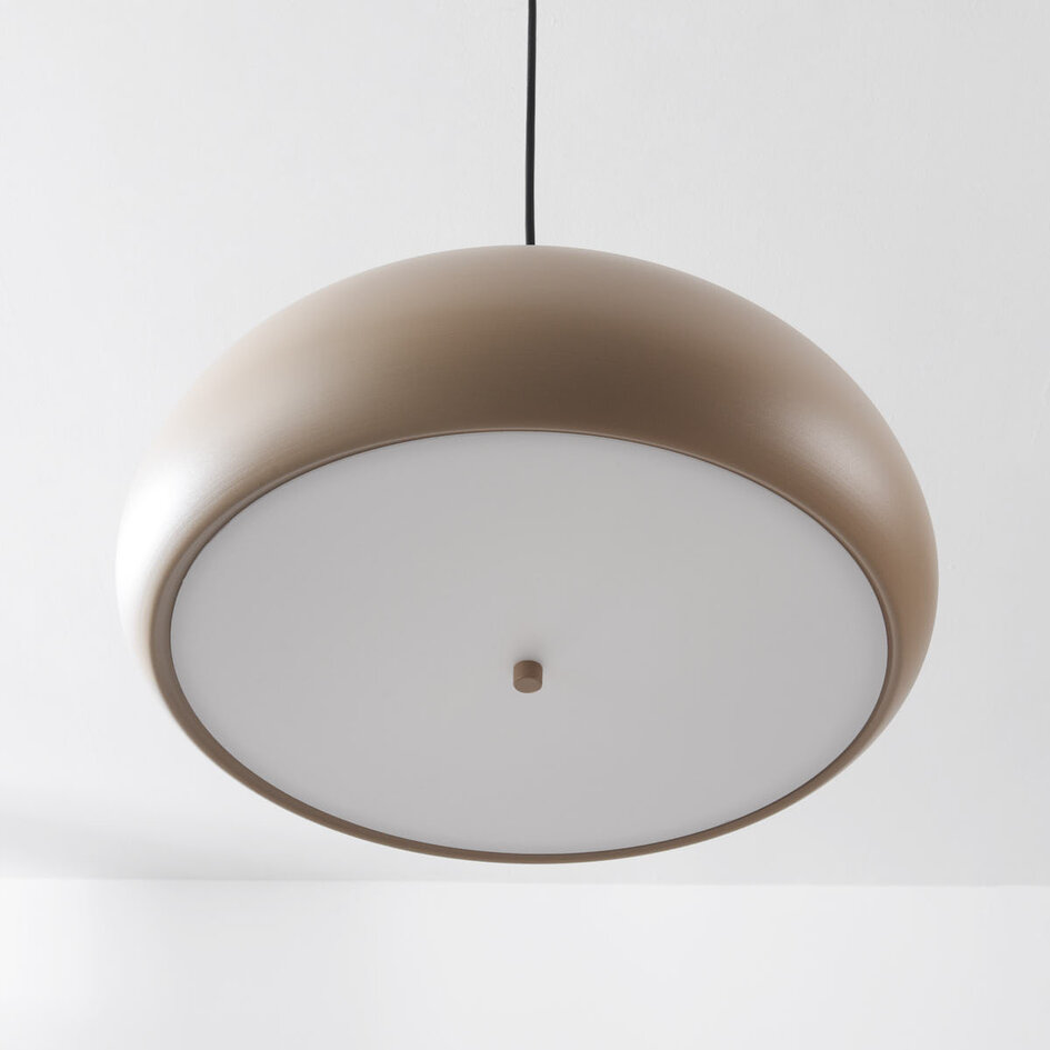 Lampa wisząca Luz beżowa metalowa z białym dyfuzorem