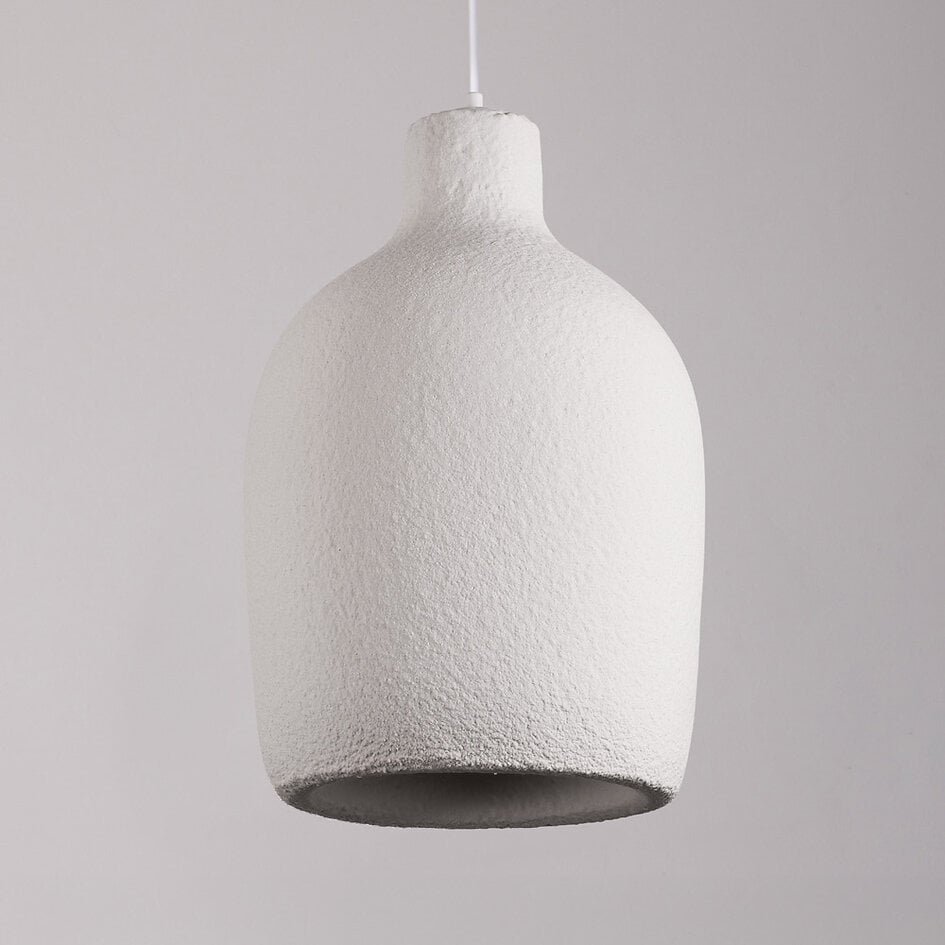 Minimalistyczna lampa wisząca Wabi-Sabi Hikari o efekcie kamienia Ø31 cm - biała