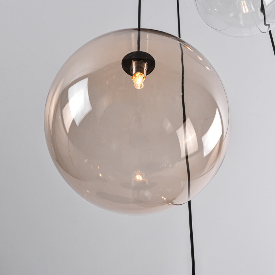 4-światła Design lampa wisząca Luminor z różnymi szklanymi kulami