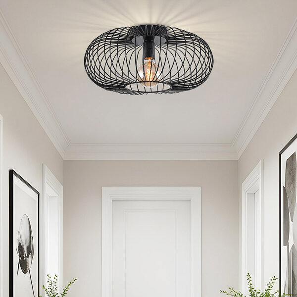 Lampa sufitowa z czarnego metalu, 1-światło - Metal