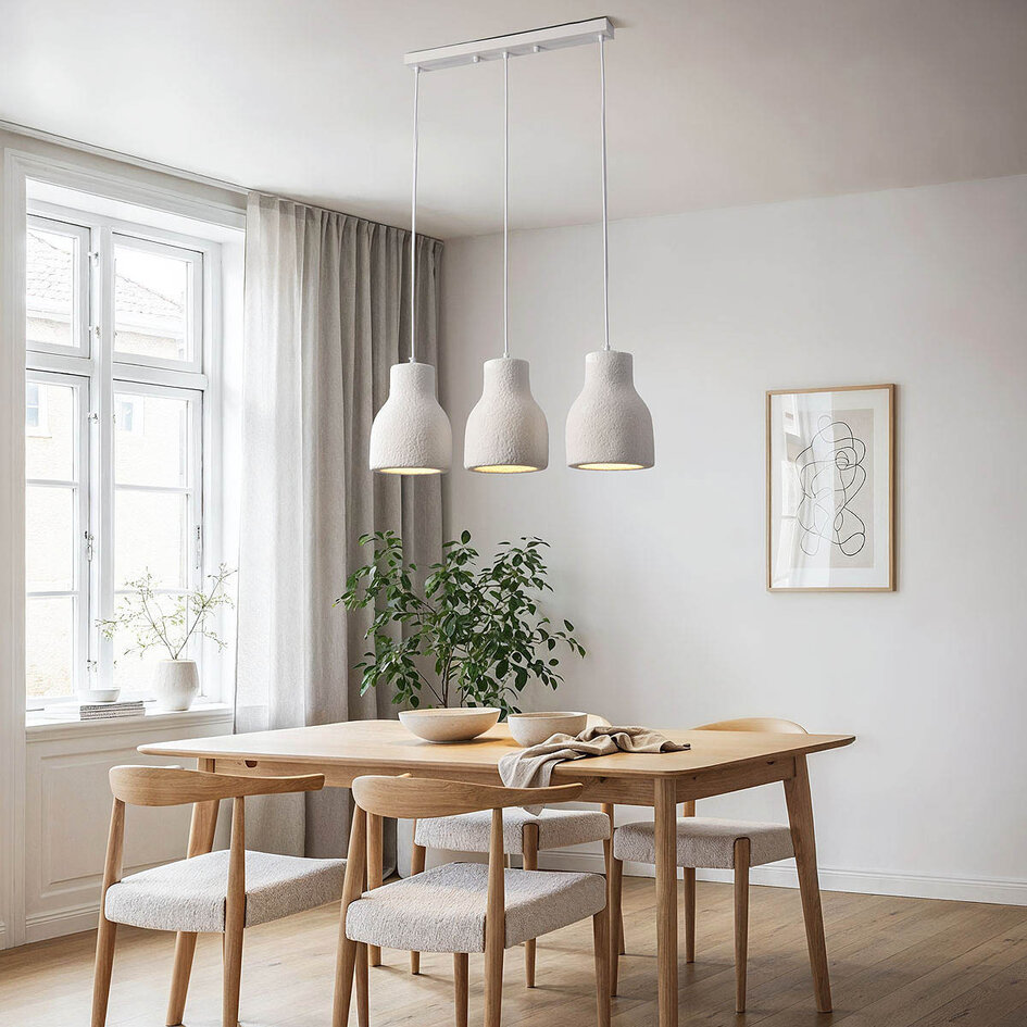 Lampa wisząca Wabi-Sabi Hikari z białym efektem kamienia, 3 światła