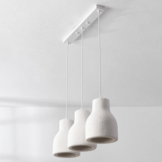 Lampa wisząca Wabi-Sabi Hikari z białym efektem kamienia, 3 światła