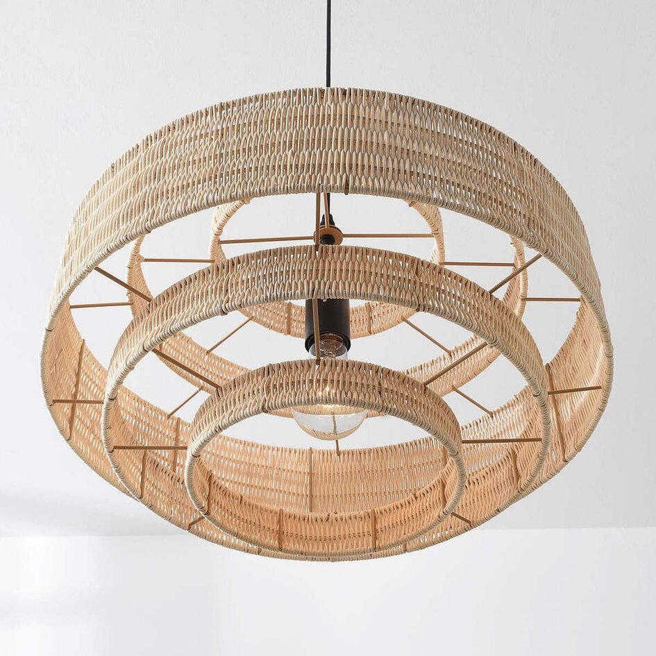 Naturalna lampa wisząca Rope z ręcznie plecionego rattanu