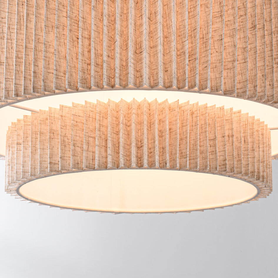 Lampa wisząca Tressa z plisowanym kloszem z tkaniny - Beżowa