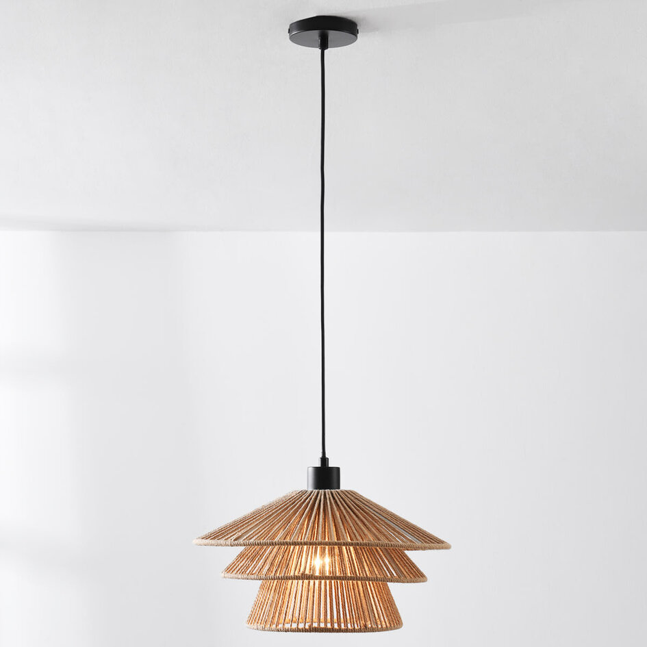 Naturalna lampa wisząca z ręcznie plecionego sznurka – Tilia