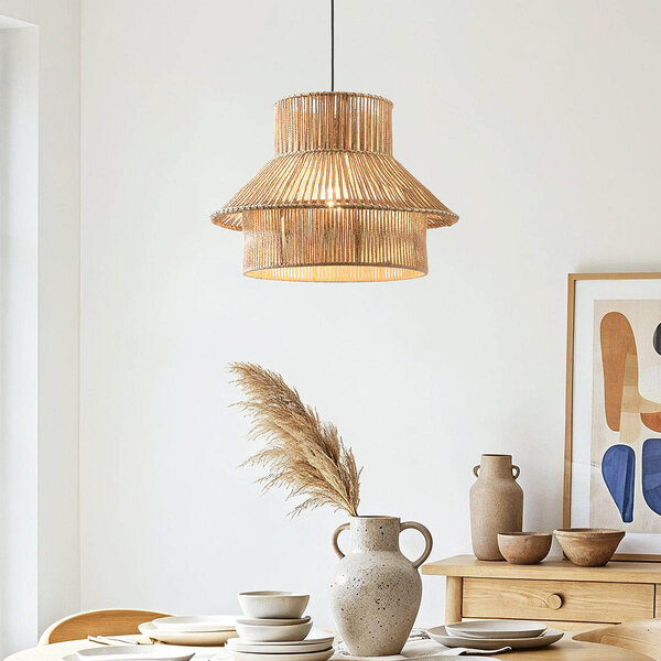 Lampa wisząca Boho Ramea z naturalnego sznura jutowego