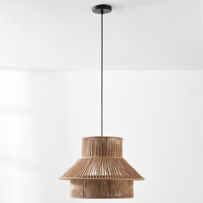 Lampa wisząca Boho Ramea z naturalnego sznura jutowego