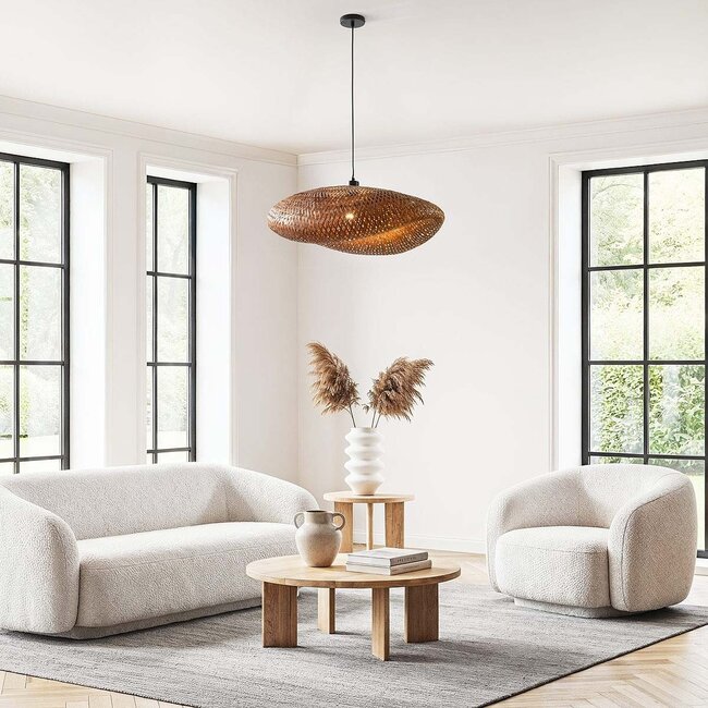 Bambusowa lampa wisząca z ręcznie plecionym kloszem Ø68 cm - Trama