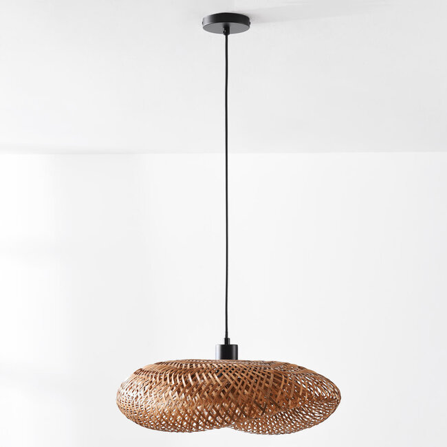 Bambusowa lampa wisząca Texta z ręcznie plecionym kloszem Ø50 cm