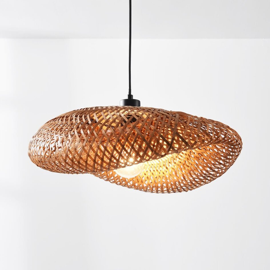 Bambusowa lampa wisząca Texta z ręcznie plecionym kloszem Ø50 cm