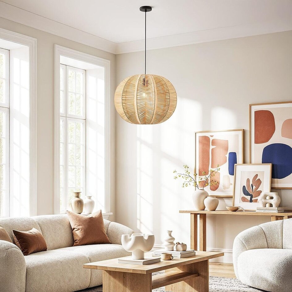 Rattanowa lampa wisząca Pagna – ręcznie pleciona o naturalnym designie