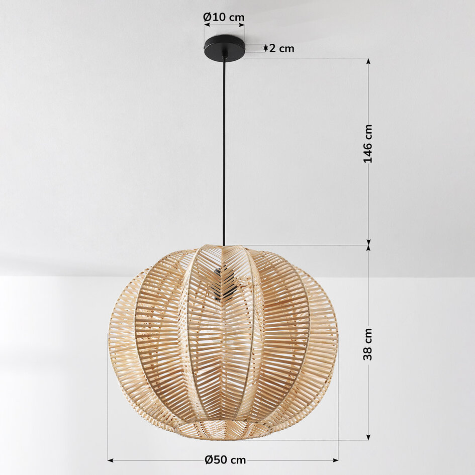 Rattanowa lampa wisząca Pagna – ręcznie pleciona o naturalnym designie