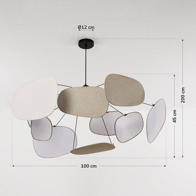 Lampa wisząca Zandor – naturalne lniane klosze w kolorze białym i jasnoszarym