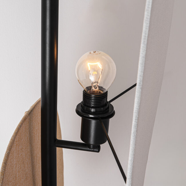 Lampa podłogowa Velore z naturalnymi lnianymi kloszami w delikatnych, jasnych odcieniach