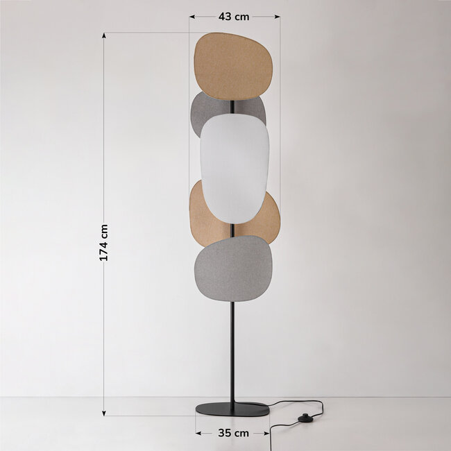 Lampa podłogowa Velore z naturalnymi lnianymi kloszami w delikatnych, jasnych odcieniach