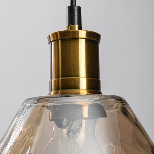 Lampa wisząca Nilo – 7 światła, szkło bursztynowe z wybrzuszeniem